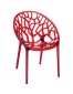 Chaise moderne 'GEO' rouge transparente en matière plastique