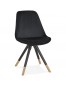 Chaise design 'HAMILTON' en velours noir et pieds en bois noir