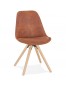 Chaise confortable 'HARRY' en microfibre brune et pieds en bois finition naturelle