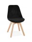 Chaise en velours noir 'JOE' avec structure en bois naturel
