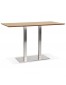 Table haute design 'MAMBO BAR' en bois finition naturelle avec pied en métal brossé - 180x90 cm
