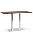 Table haute design 'MAMBO BAR' en bois finition Noyer avec pied en métal brossé - 180x90 cm