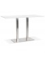 Table haute design 'MAMBO BAR' blanche avec pied en métal brossé - 180x90 cm