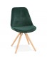 Chaise vintage 'RICKY' en velours vert et pieds en bois naturel
