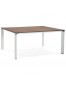 Table de réunion / bureau bench 'XLINE SQUARE' en bois finition Noyer et métal blanc - 160x160 cm