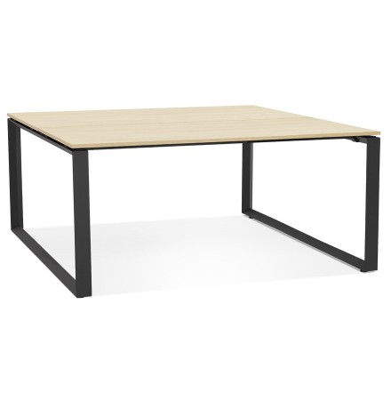 Vergadertafel / bench-bureau 'BAKUS SQUARE' in hout met natuurlijke afwerking en zwart metaal - 140x140 cm