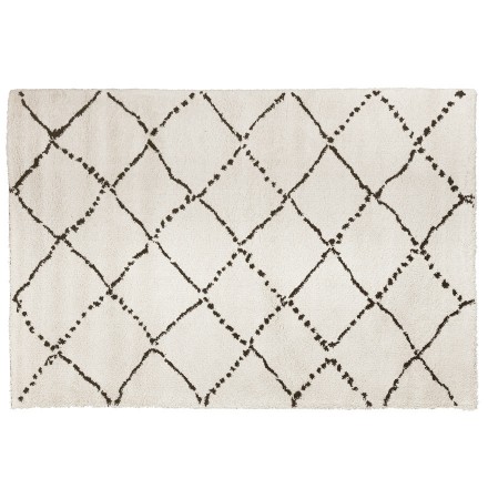 Wit Berbers tapijt 'BERAN' met zwarte motieven - 240x330 cm