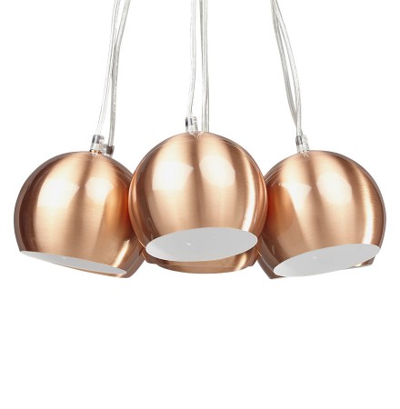 Design hanglamp 'BILBO' met 7 koperkleurige bollen
