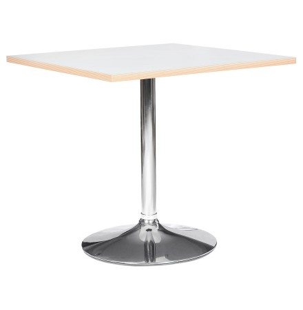 Witte vierkante tafel 'CASTO SQUARE' met verchroomde poot - 80x80 cm