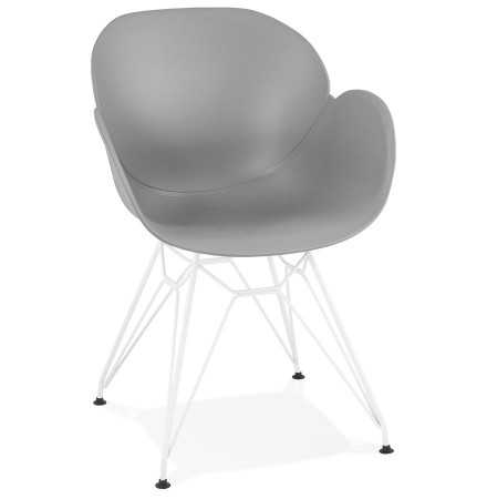 Moderne stoel 'FIDJI' grijs met wit metalen voeten