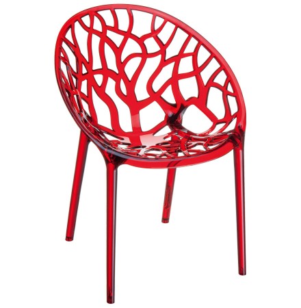 Moderne, rode transparante stoel 'GEO' uit kunststof