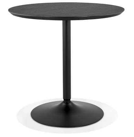 Ronde design tafel 'HUSH' van hout en zwart metaal - Ø 80 cm