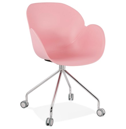 Design bureaustoel 'JEFF' roze op wieltjes