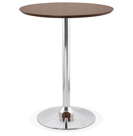 Staantafel / hoge tafel 'LIMA' met notenhouten afwerking - Ø 90 cm