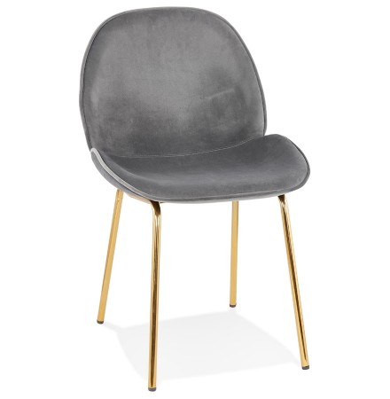 Vintage stoel 'MAGALY' van donkergrijs velours met goudkleurige metalen poten