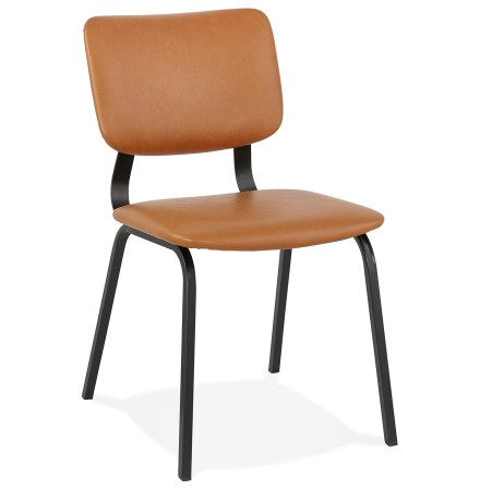 Bruine vintage stoel 'MELODY' met zwarte metalen structuur
