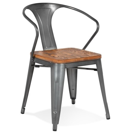 Donkergrijze metalen industriële stoel 'METROPOLIS' - bestel per 2 stuks / prijs voor 1 stuk