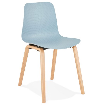 Scandinavische stoel 'PACIFIK' blauw met natuurlijk houten poten