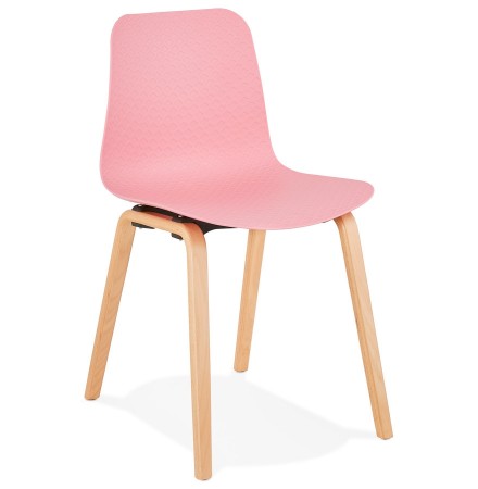 Scandinavische stoel 'PACIFIK' roze met natuurlijk houten poten