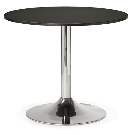 Kleine, ronde, zwarte bureau-/eettafel 'SAOPOLO' - Ø 90 cm