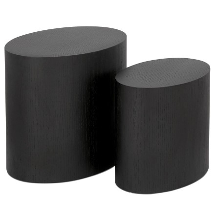 Set van twee bijzettafels 'SOKLE' in zwart hout