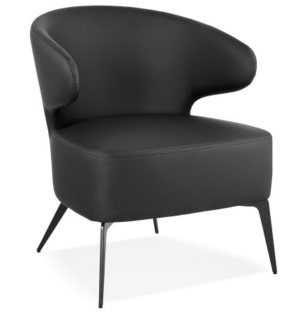 Design fauteuil 'WAGYU' zwarte en zwarte metalen pootjes