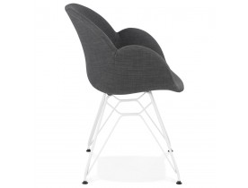 Moderne stoel 'ATOL' van donkergrijze stof met verchroomd metalen voeten