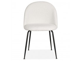 Design stoel 'CHELBI' van witte boucléstof en zwart metaal - bestel per 2 stuks / prijs voor 1 stuk