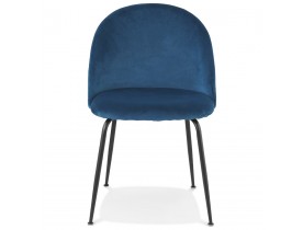 Retro stoel 'CLARENCE' van blauw fluweel met zwarte metalen poten