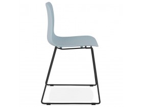 Moderne, blauwe stoel 'EXPO' met poten van zwart metaal