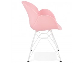 Moderne stoel 'FIDJI' roze met wit metalen voeten