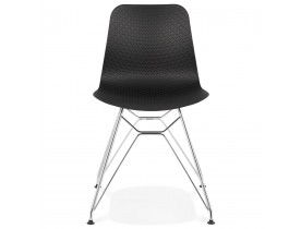 Design stoel 'GAUDY' zwart met verchroomd metalen voet