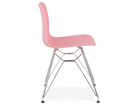 Design stoel 'GAUDY' roze met verchroomd metalen voet