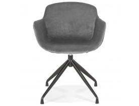 Design stoel met armleuningen 'GRAPIN' van grijs velours