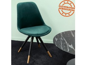 Design stoel 'HAMILTON' in groen fluweel en poten in zwart hout