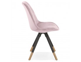 Design stoel 'HAMILTON' in roze fluweel en poten in zwart hout