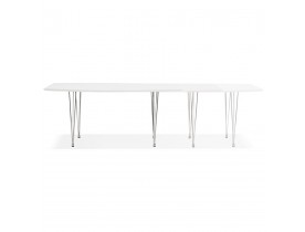 Uitschuifbare design eettafel 'HUSKI' wit met verchroomd metalen voeten - 170(270)x100 cm