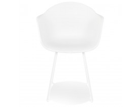 Witte design stoel 'JAVEA' met armleuningen voor binnen/buiten - bestel per 2 stuks / prijs voor 1 stuk