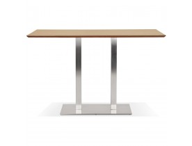 Hoge design tafel 'MAMBO BAR' van natuurlijk afgewerkt hout met geborsteld metalen poot - 180x90 cm