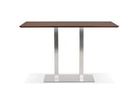 Hoge design tafel 'MAMBO BAR' met notenhouten afwerking en geborsteld metalen poot - 180x90 cm