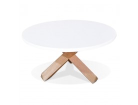 Witte ronde salontafel 'MARVEL' met massief eikenhout - Ø 80 cm