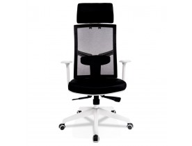 Design bureaustoel 'MATILDA' van zwarte stof met wit frame
