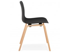 Scandinavische stoel 'PACIFIK' zwart met natuurlijk houten poten