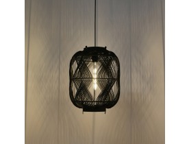 Hanglamp in lantaarnstijl 'PACITO' van zwarte rotan