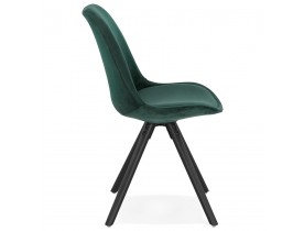 Vintage stoel 'RICKY' in groen fluweel en poten in zwart hout