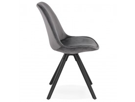 Vintage stoel 'RICKY' in grijs fluweel en poten in zwart hout