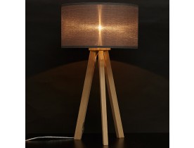 Tafellamp 'SPRING MINI' op driepoot met grijze lampenkap in Scandinavische stijl