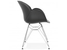 Moderne stoel 'UNAMI' van zwart kunststof met verchroomd metalen voeten