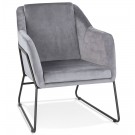 Design loungefauteuil 'BRANDO' van grijs velours