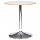 Witte ronde tafel 'CASTO ROUND' met verchroomde poot - Ø 80 cm